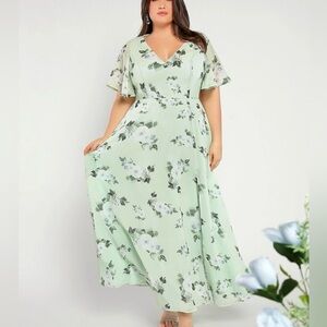 SHEIN Formal Floral Maxis Dress with Slit Size 4XL